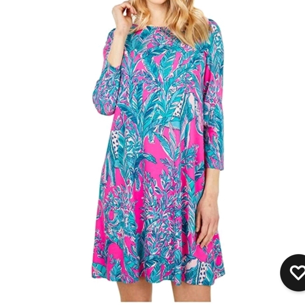 Lilly Pulitzer Ophelia Swing Dress Mandevilla Pink Talk Story to Me Womens Xl